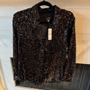 J.Crew Shimmering Black Sequin Top
